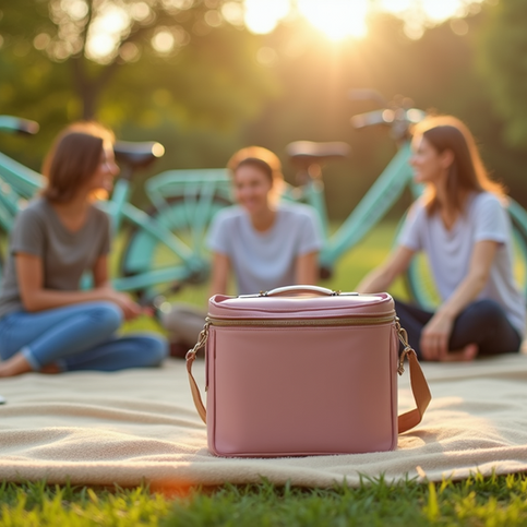 3 people sitting down talking in a park