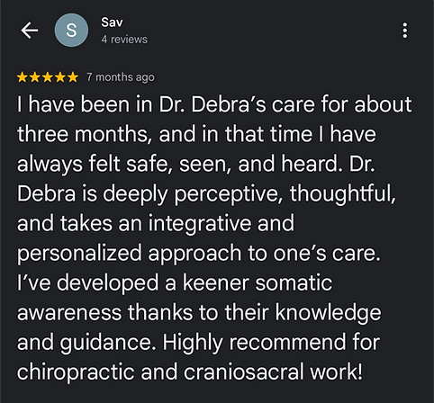 google review chiropractor somatic craniosacral