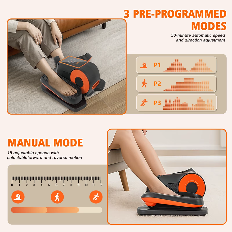Thumbnail: Under-Desk Electric Elliptical Pedal Exerciser 15-Levels 3 Auto Modes Fully Asse