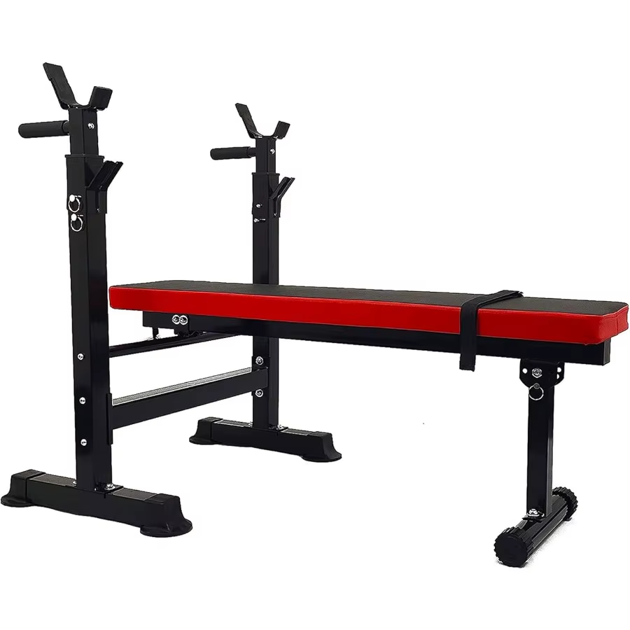 Thumbnail: Foldable Steel Weight Bench with Squat Rack in Multiple Colors for Home Gym 400 
