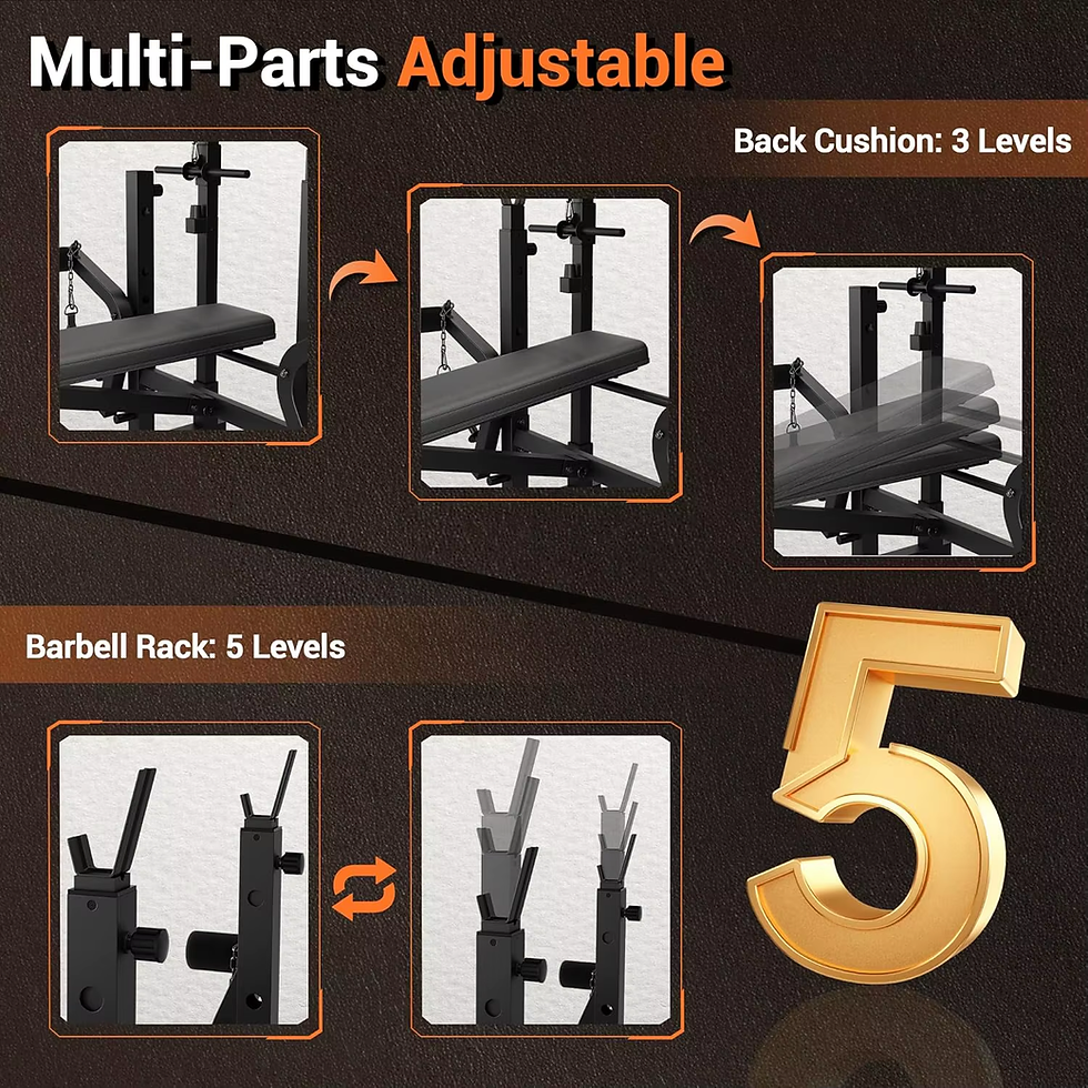 Thumbnail: 7 in 1 Strength Training Bench with Squat Rack 900 LBS Capacity Multifunctional 
