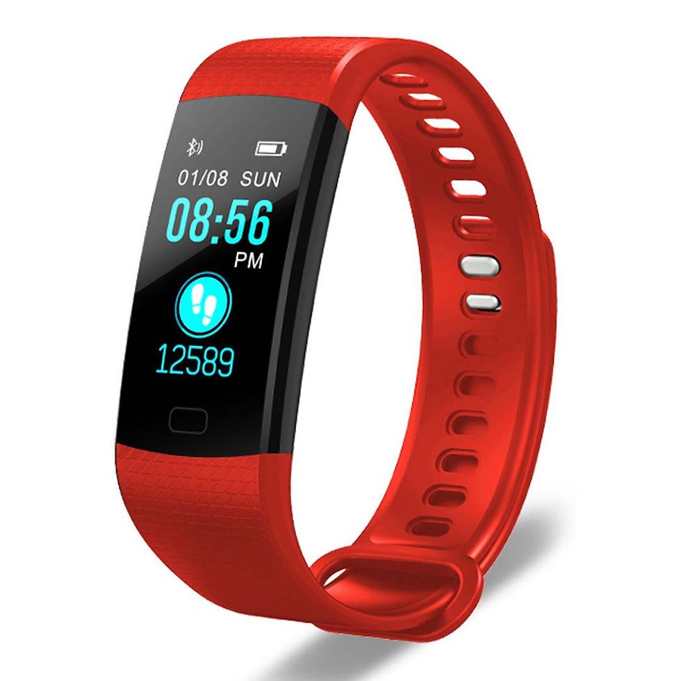Thumbnail: Red fitness tracker displaying 08:56 PM and 12589 steps.