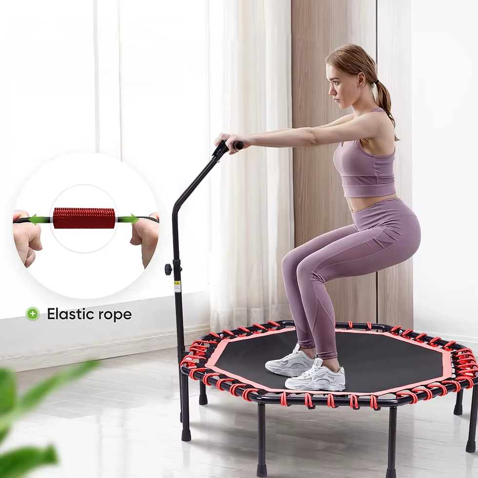 Thumbnail: 51 Inch Black Red Octagonal Garden Trampoline Fitness Trampoline with Adjustable