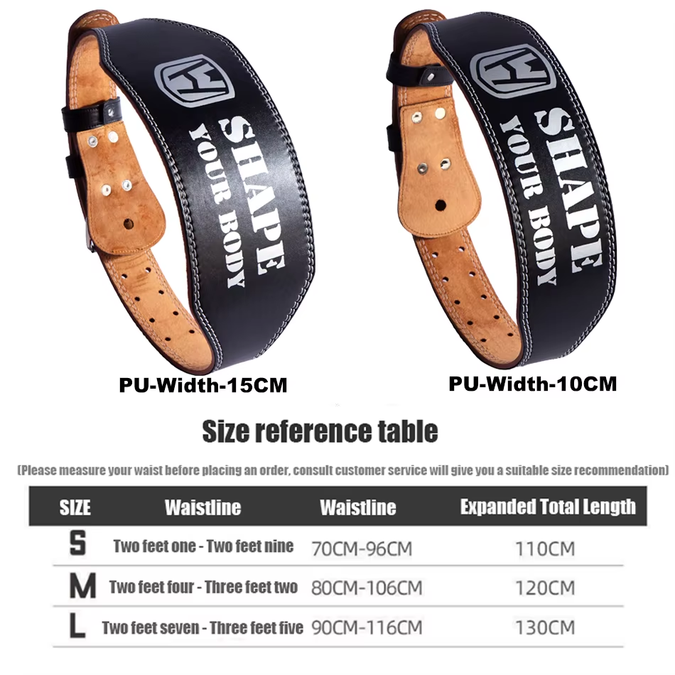 Thumbnail: Wosweir-Men'S PU Leather Waist Protection Belt Powerlifting & Strength Training 