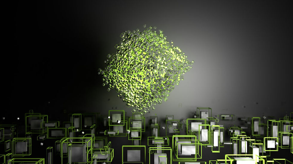 3d renders abstract geometric shapes rotating objects with green colour