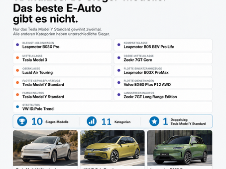11 Indizes, 10 Sieger: Das beste E-Auto gibt es nicht
