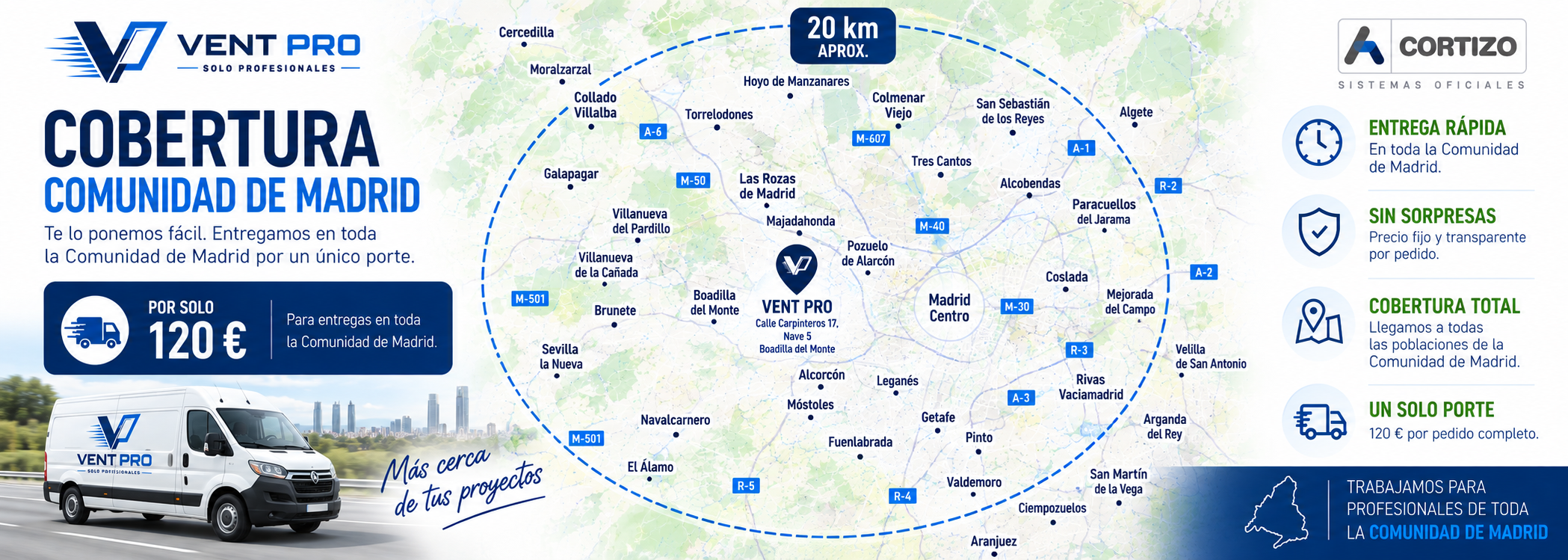 Zona de porte único de Vent Pro en Madrid