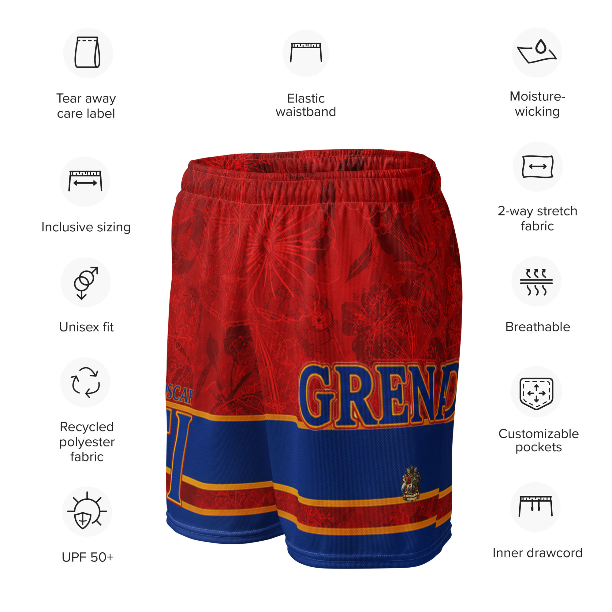 GRENADIERS - HAITI WORLD CUP 26 UNISEX MESH SHORTS - RED