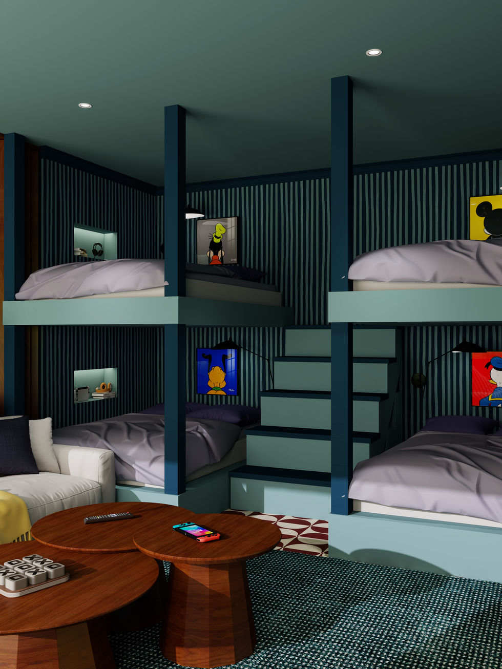 bunk-beds-family-room-3d-rendering