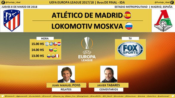 Atlético Madrid vs Lokomotiv Moscú