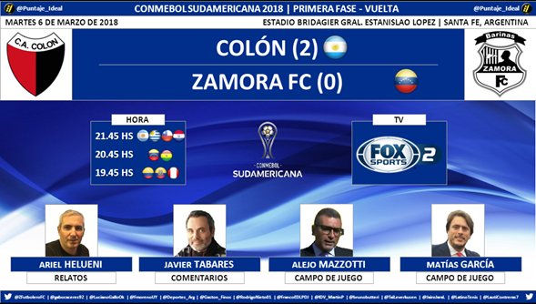 Colon (ARG) vs Zamora (VEN)