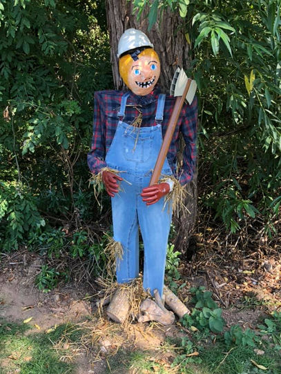 Woodman scarecrow at Saltfleetby Scarecrow Festival 2021