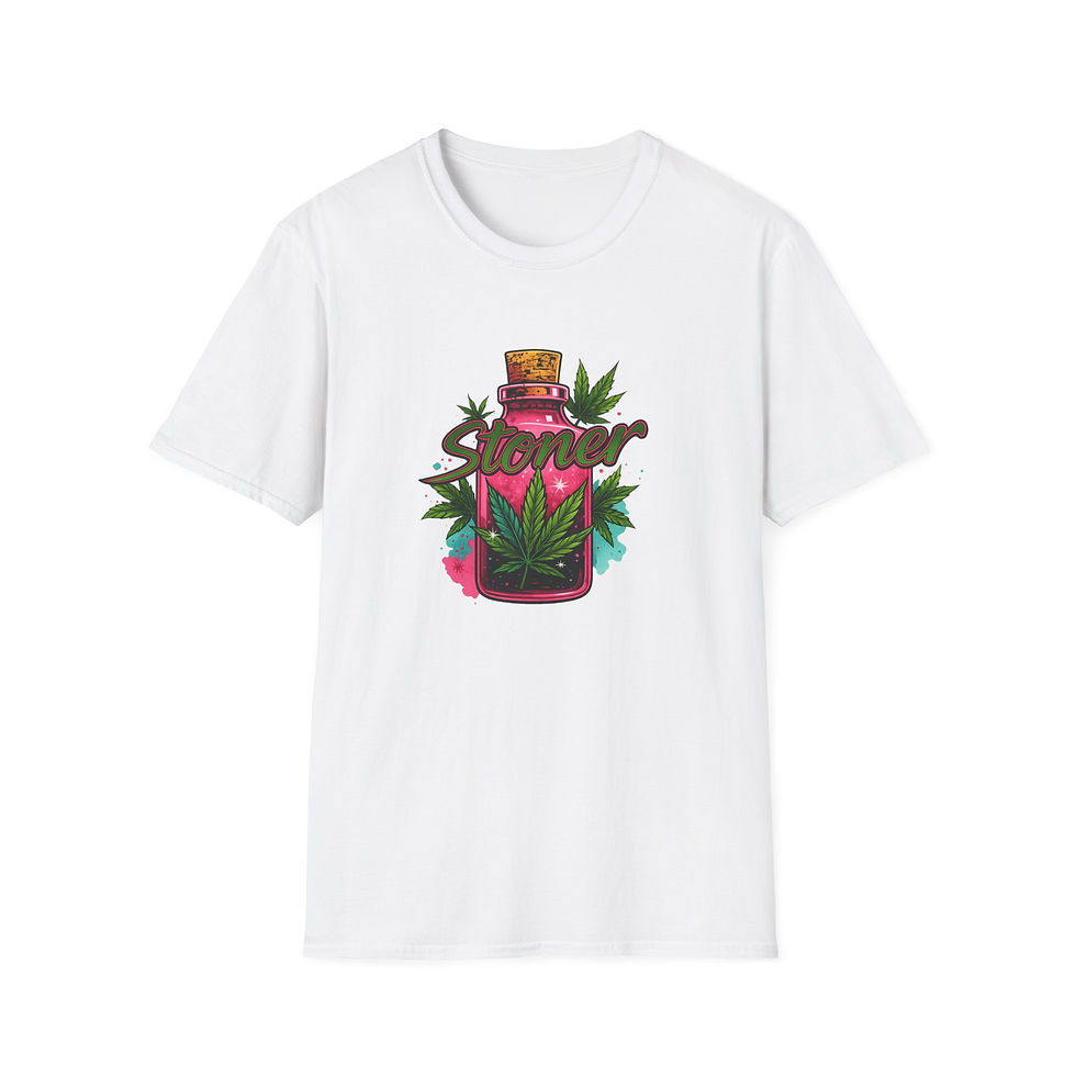 Thumbnail: Stoner Vibes T-Shirt - Unisex Softstyle Tee for CannabisEnthusiasts,Festivals420