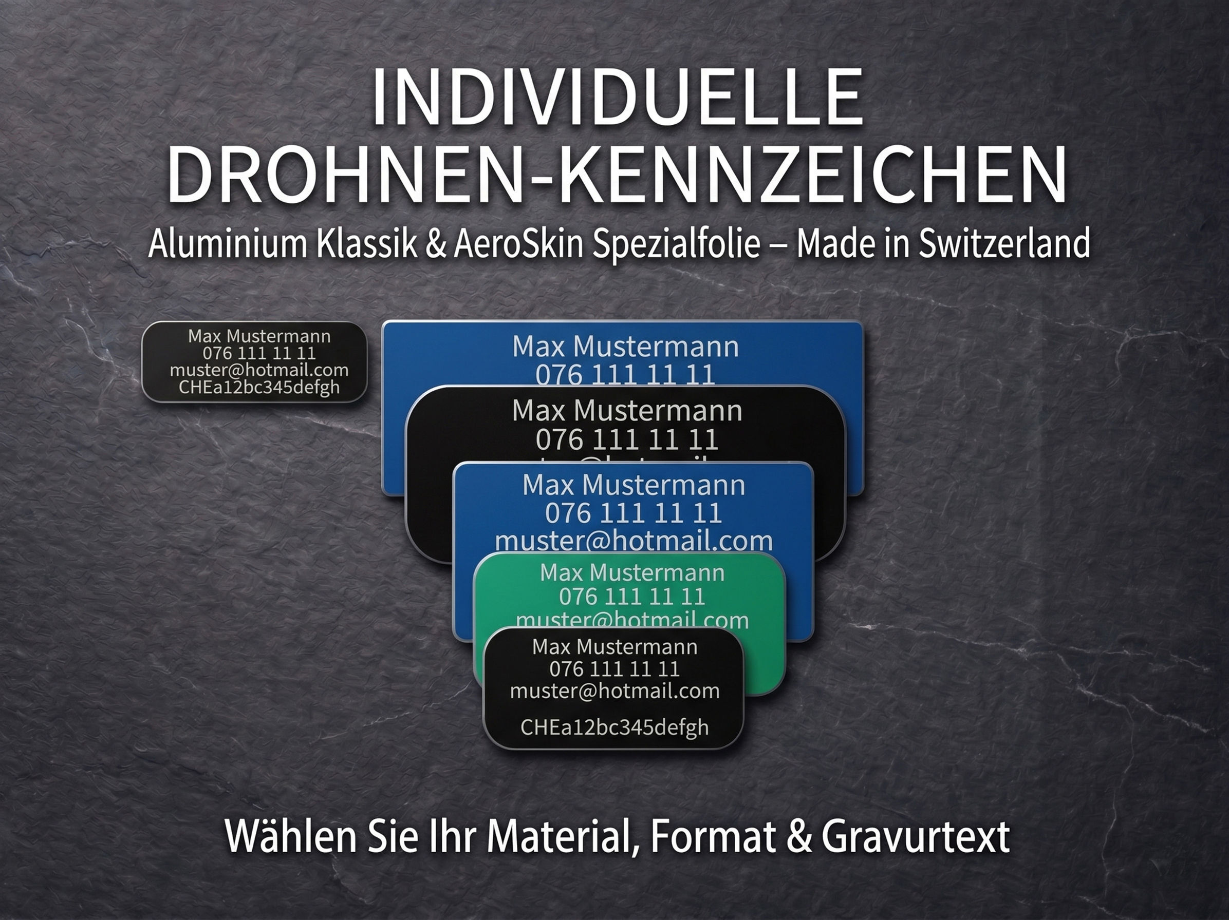 3er Set Drohnenkennzeichen für UAS-Betreibernummer