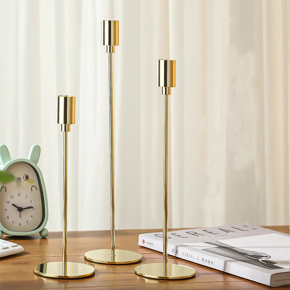 Retro gold colored candlesticks "Rimma"(3pcs)