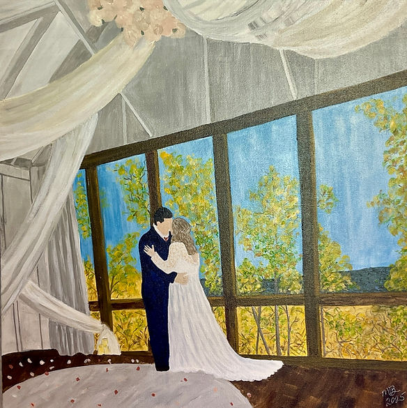 Acrylic painting of wedding photo.