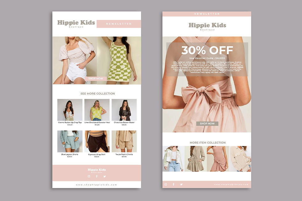 Hippie Kids Boutique, Email Newsletter, Adobe Illustrator, Designed for Digital Devices, 2022