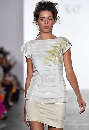 <img src="white silk top.png" alt="Tiered Silk Crepe Top with Hand Pressed Leaves and Back Organza Embroidery">