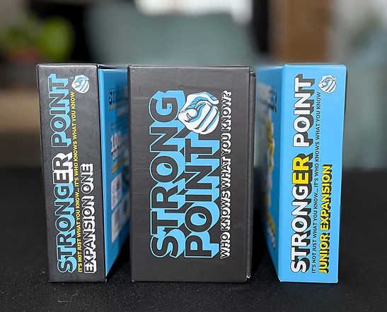 The strong point trivia bundle main game, expansion one and junior expansion stronger poin