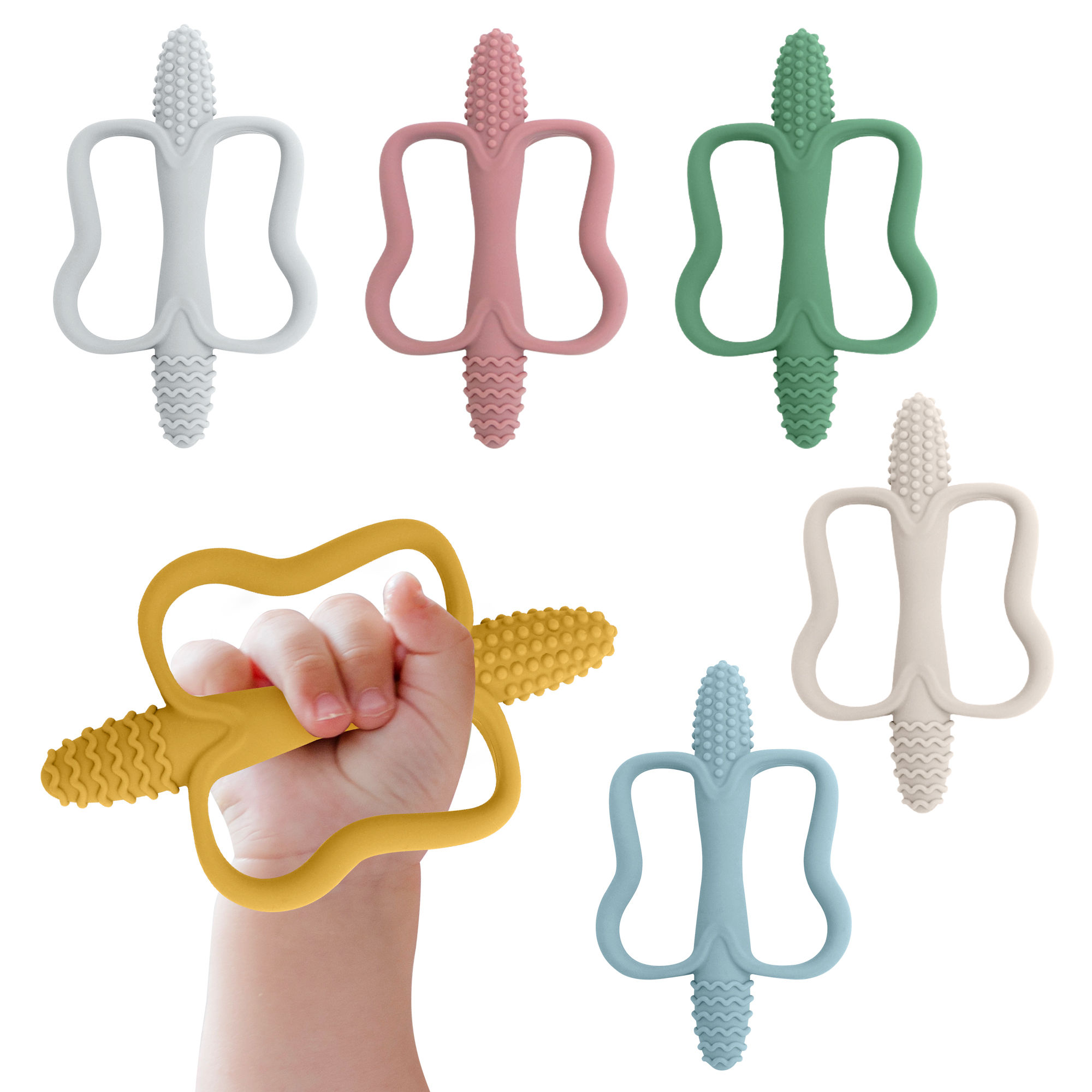 Baby Teething Toys with Easy-Grip Handles, Food-Grade Silicone Teething Toys, Su