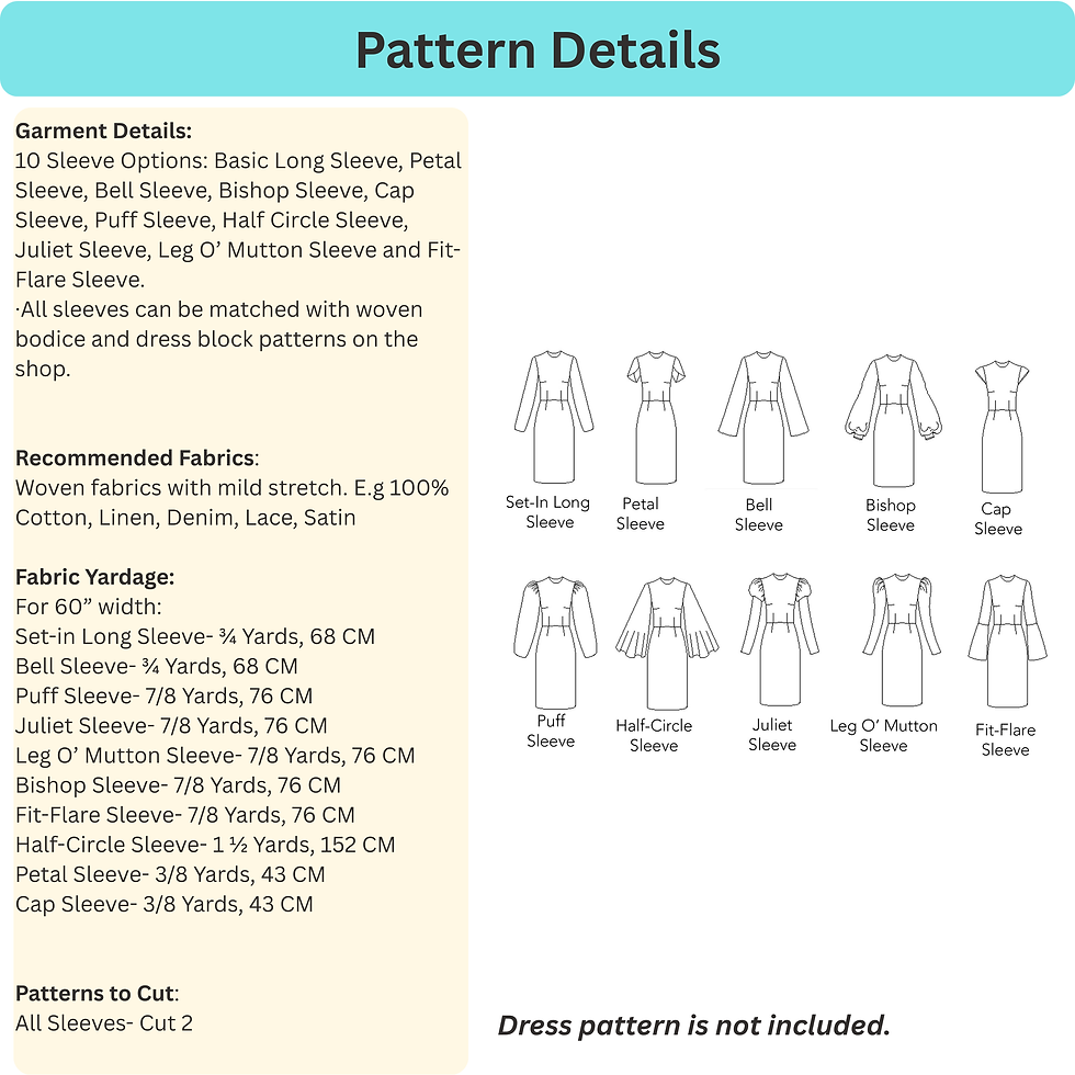 Thumbnail: Women's 10 WOVEN Sleeve Sewing Pattern Bundle: Basic Sloper Block (XS–6X) PDF