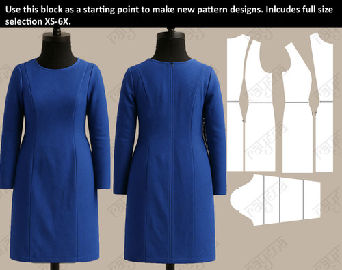 Women's Princess Seam Dress Pattern: Woven Sloper Block (XS6X) (PDF Pattern) | rayena Women's Princess Seam Dress Pattern: Woven Sloper Block (XS6X) (PDF Pattern) | rayena