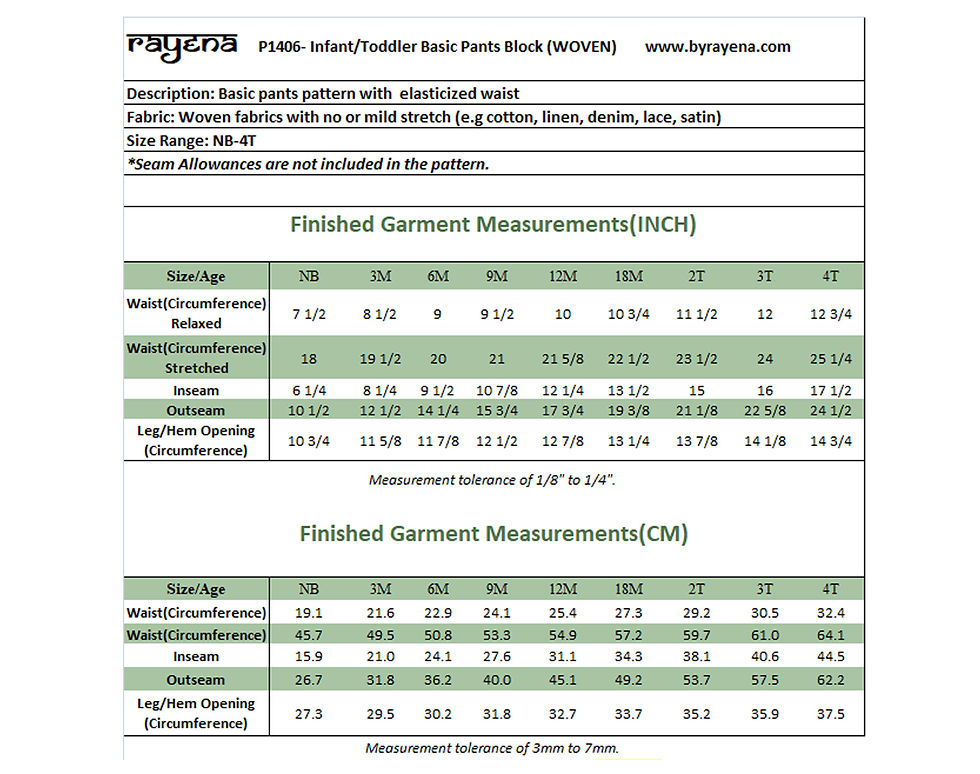 Thumbnail: Infant Toddler Basic Pants  WOVEN PDF pattern Sizes NB-4T