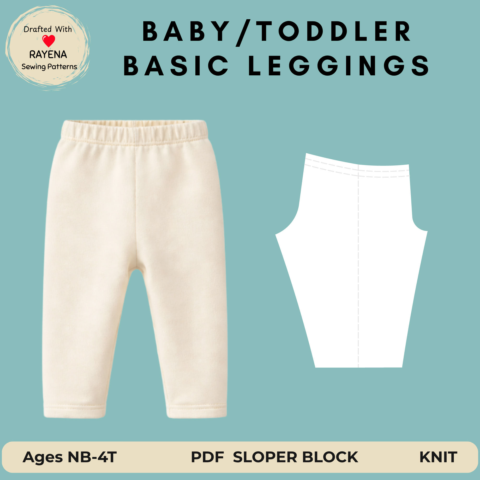 Baby Leggings Sewing Pattern: No Side Seam (Ages NB-4T) (PDF Pattern)