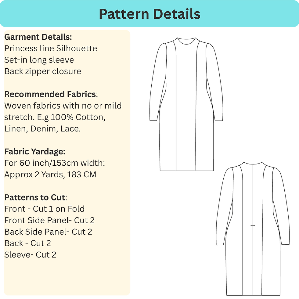 Thumbnail: Women's Princess Seam Dress Pattern: Woven Sloper Block (XS–6X) (PDF Pattern)