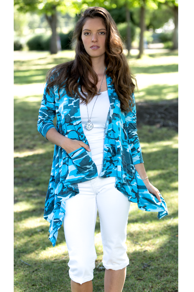 Thumbnail: Blue Camouflage Print Cardigan