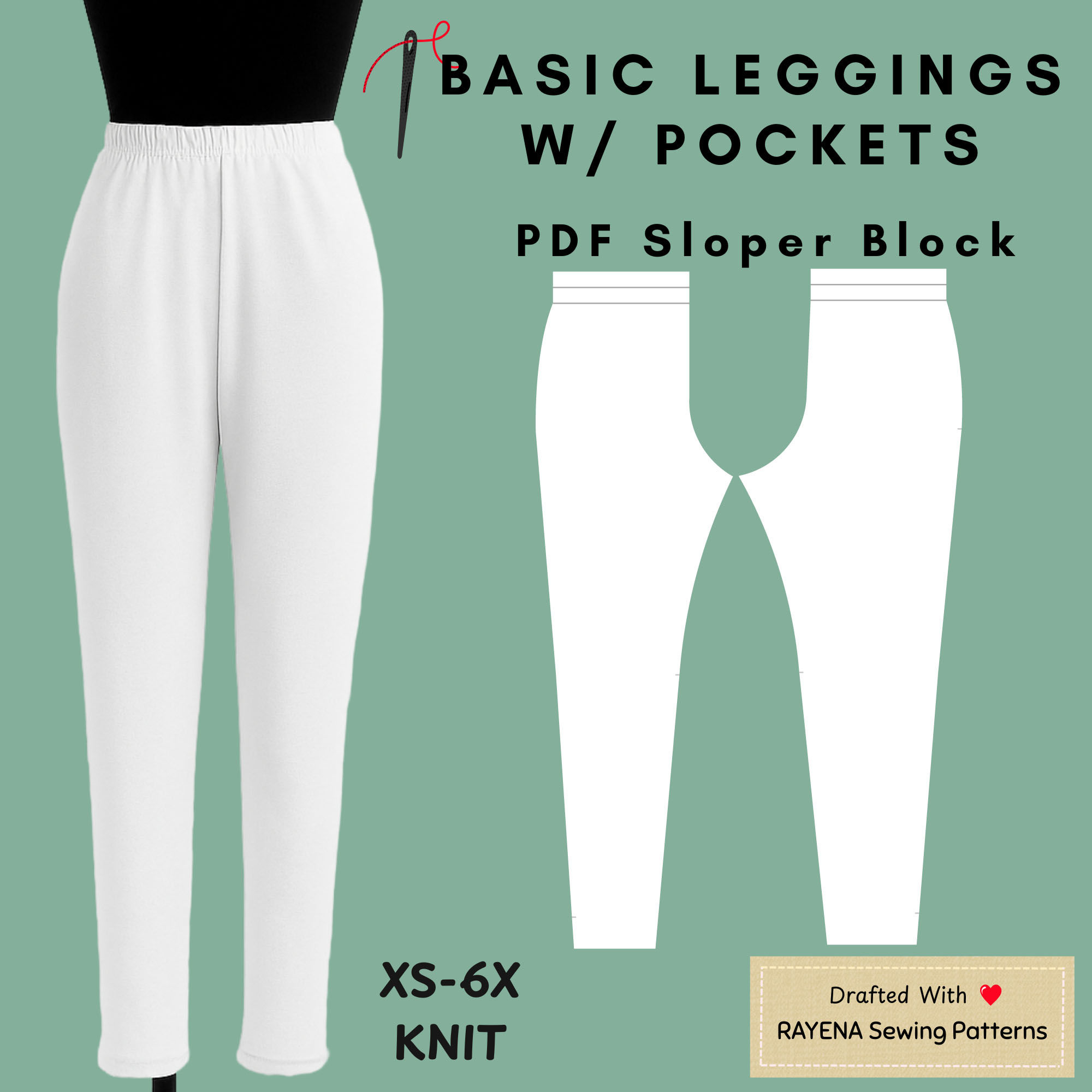 Women's Knit Leggings Block Sewing Pattern XS-6X