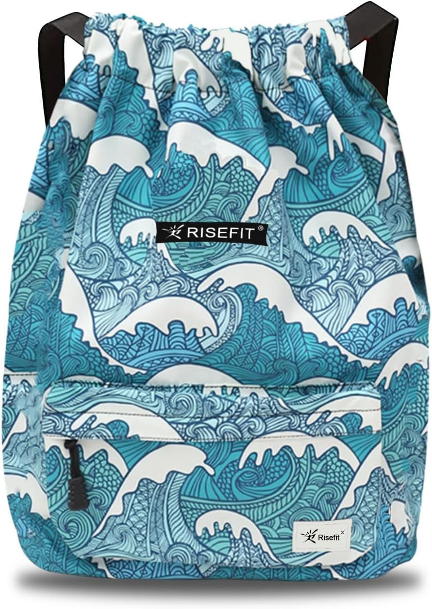 Risefit Waterproof Drawstring Backpack, Swimming Travelling Shopping Gym Bag Ny