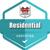 Blue badge with Residential Services written on it. MC Custom logo included.