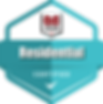 Blue badge with Residential Services written on it. MC Custom logo included.