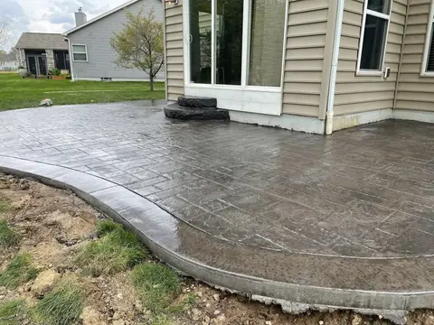 Stamped decorative concrete steps installed in Columbus, Ohio by Hacker’s Concrete Impressions