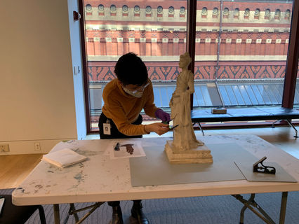 Comparing another cast of the same sculpture at the Pennsylvania Academy of Fine Arts (PAFA).