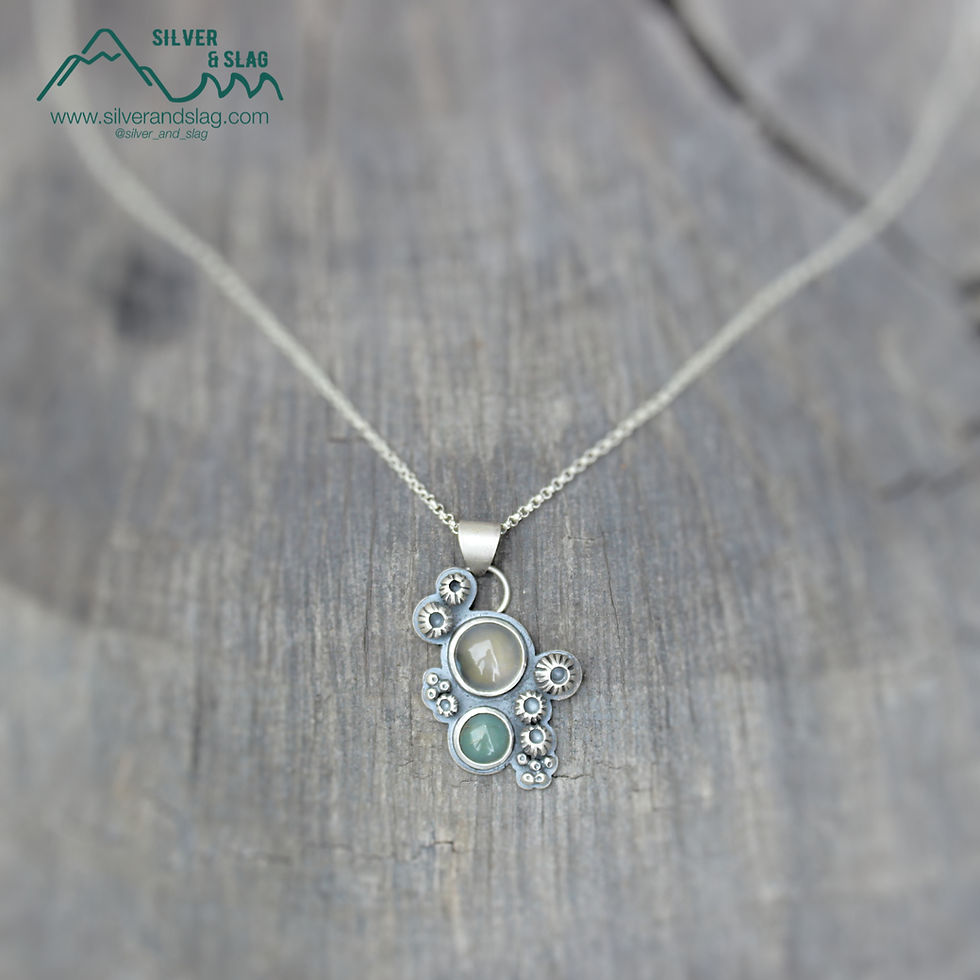 Thumbnail: Pacific Coast Inspired Necklace w Malibu Agate & Central CA Blue Jade