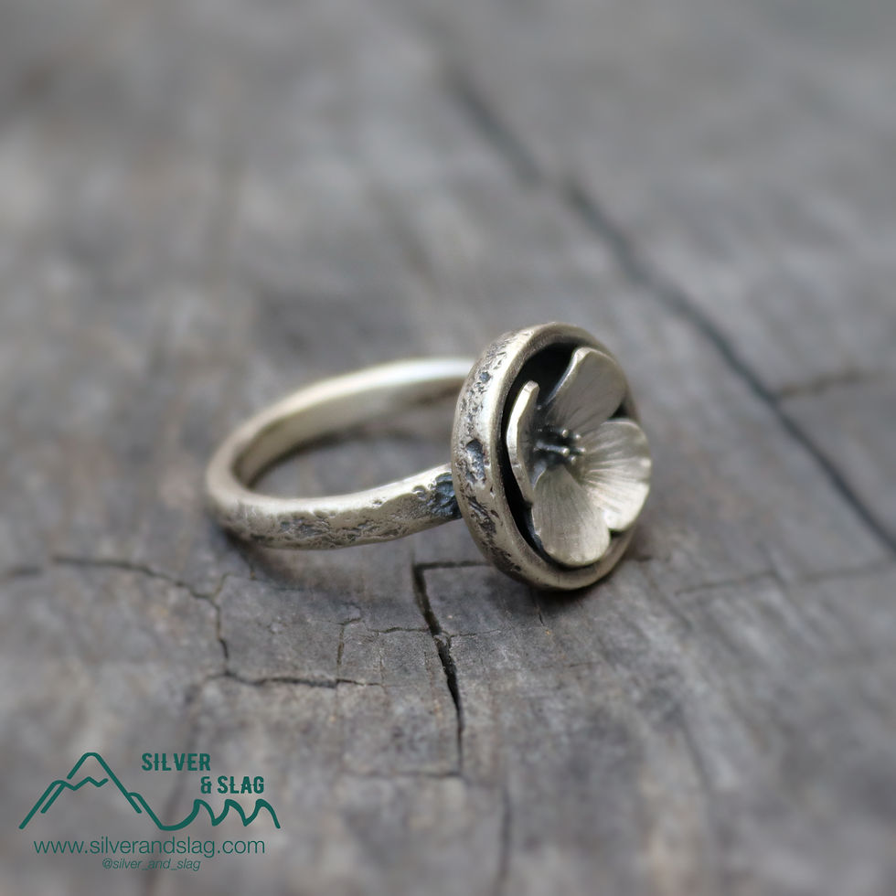 Thumbnail: Sterling Silver California Poppy Statement Ring - Size 11