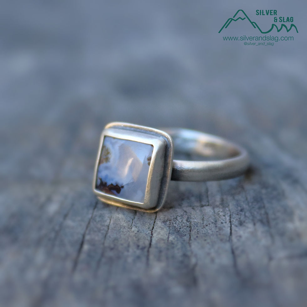 Thumbnail: Mojave Desert Agate set in Sterling Silver Square Statement Ring - Size 7