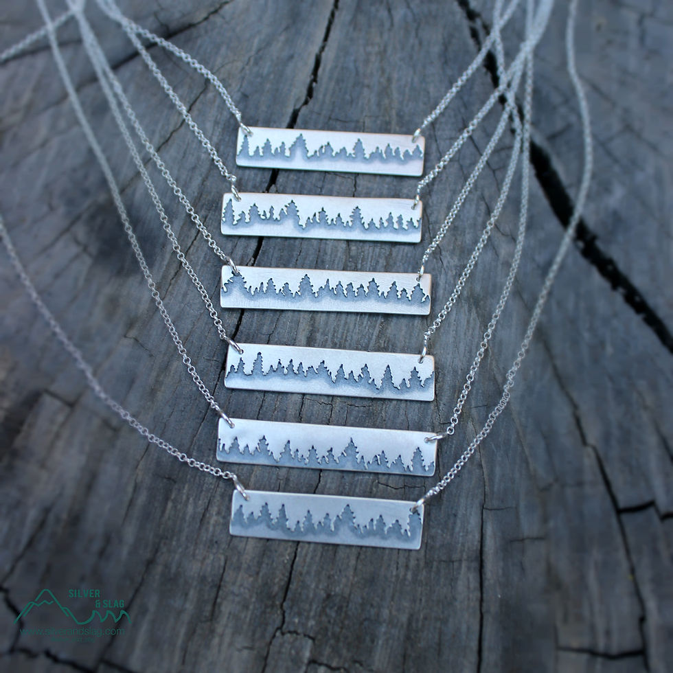 Thumbnail: Sterling Silver California Forest Treeline Necklace         | Silver & Slag |