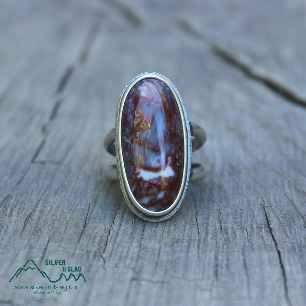 Thumbnail: Mojave Desert Red Agate set in Sterling Silver Statement Ring - Size 6.5