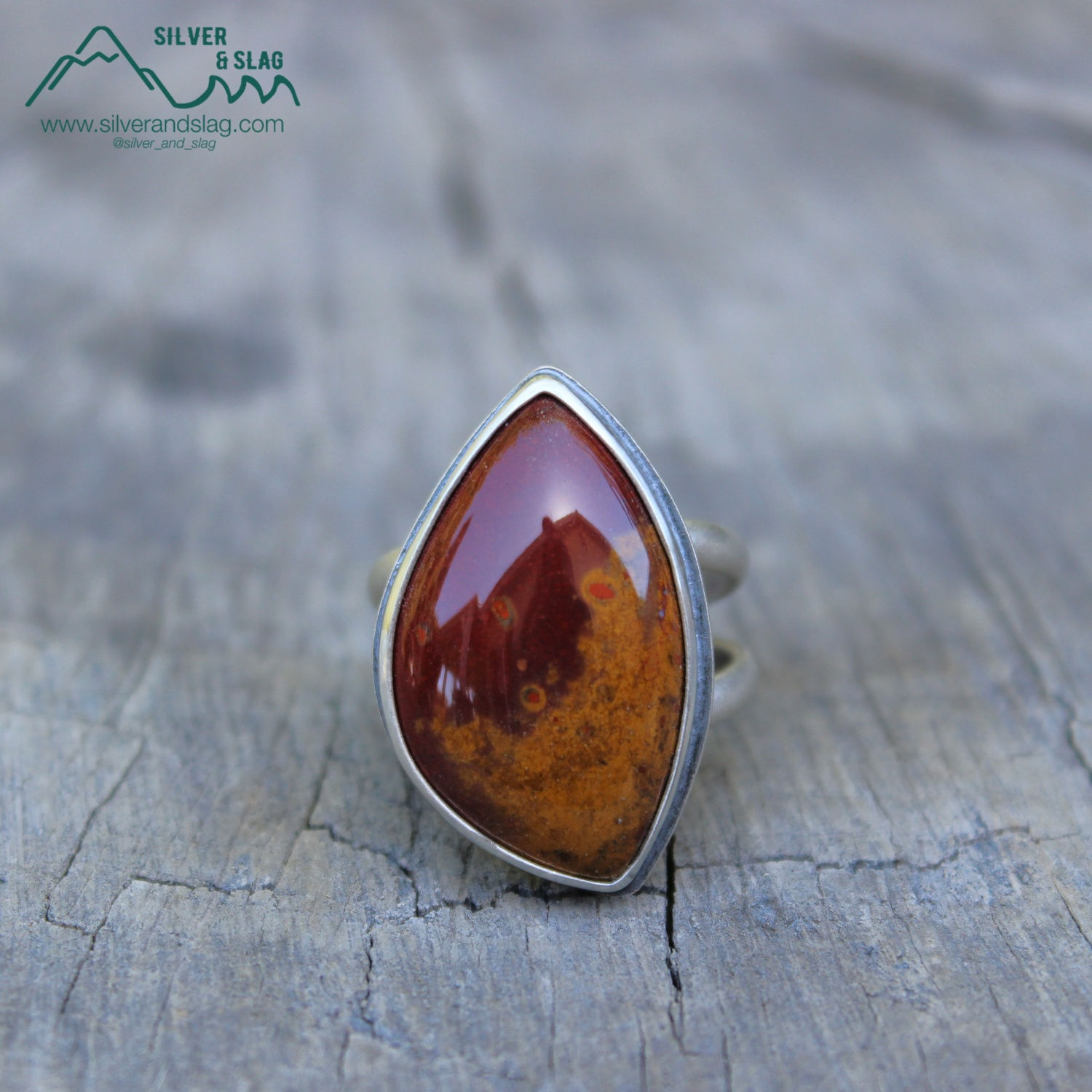 Mojave Desert Poppy Jasper set in Sterling Silver Statement Ring - Size 7.5