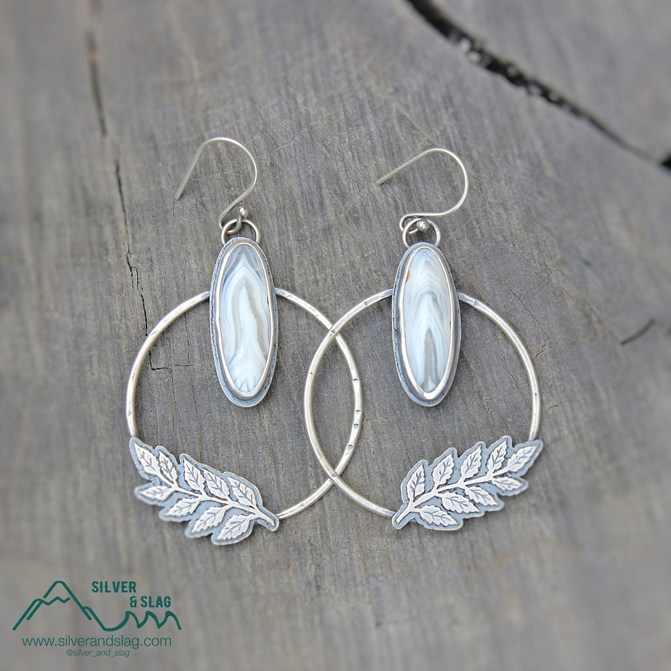 Thumbnail: Mojave Desert Agates set in Sterling Silver California Flora Hoop Earrings