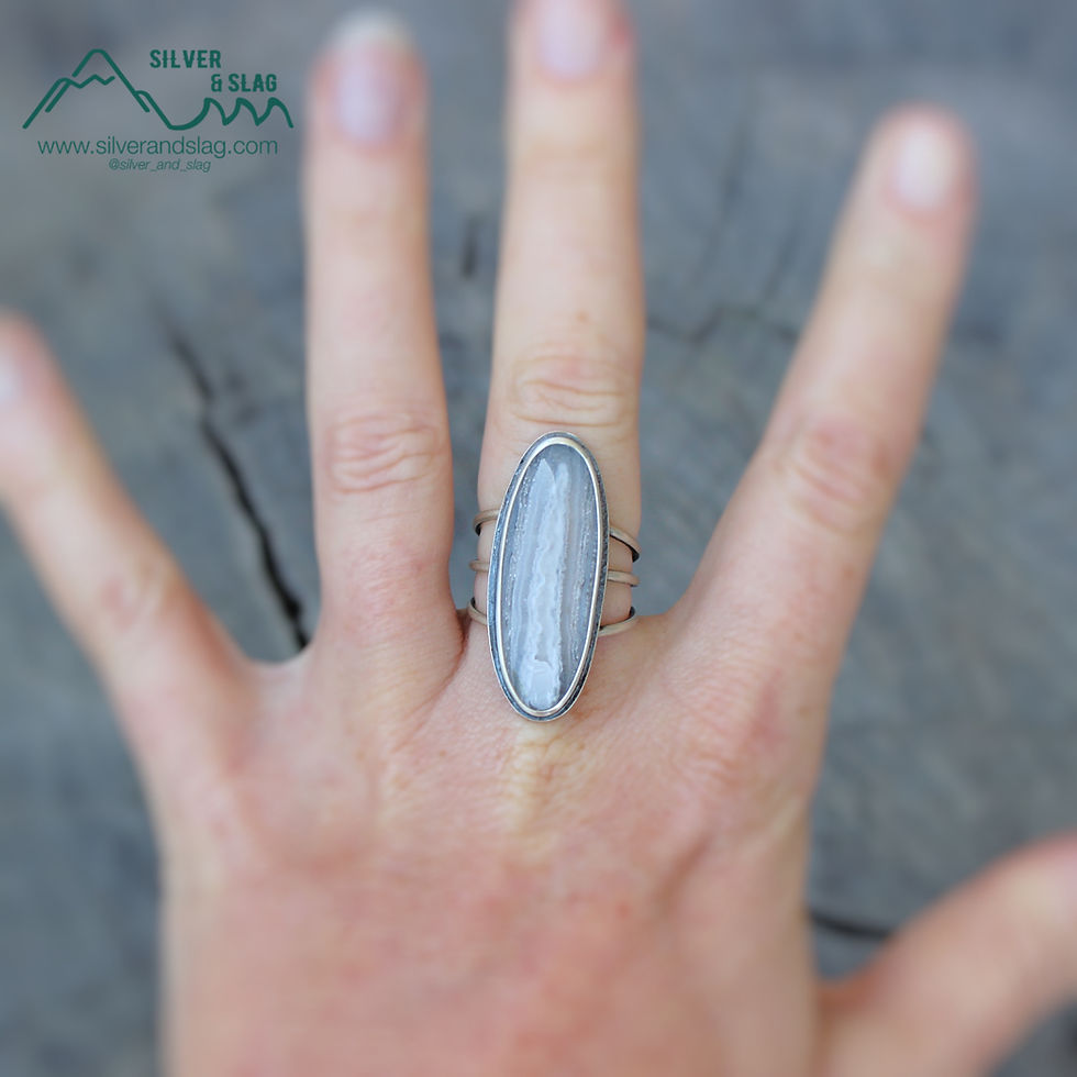 Thumbnail: Amazing Mojave Desert Seam Agate in Sterling Silver Statement Ring - Size 7