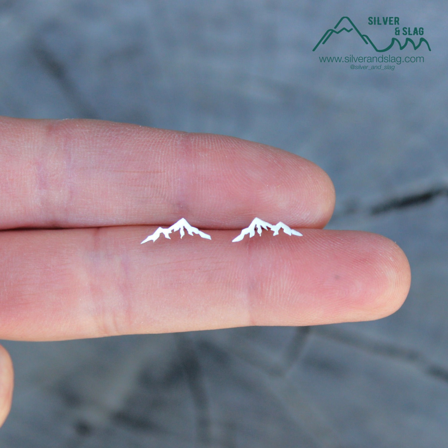Small Sterling Silver Eastern Sierra Mountain Range Stud Earrings