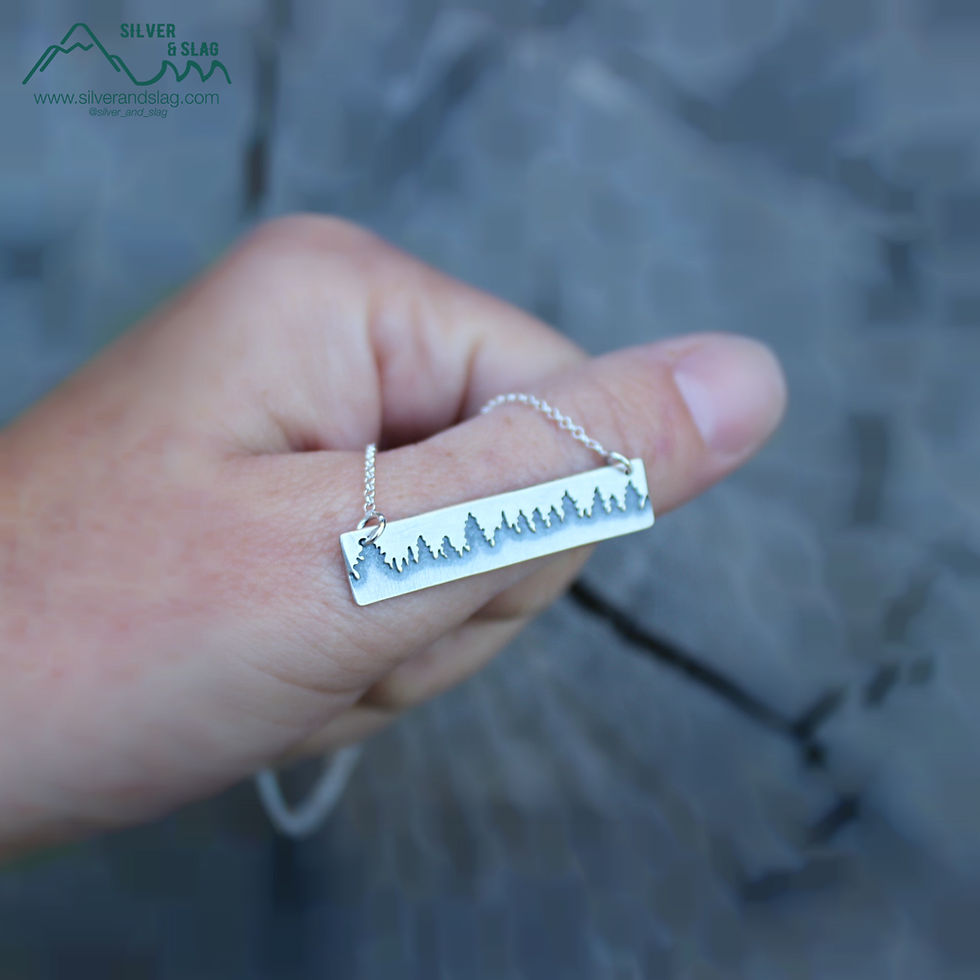 Thumbnail: Sterling Silver California Forest Treeline Necklace         | Silver & Slag |