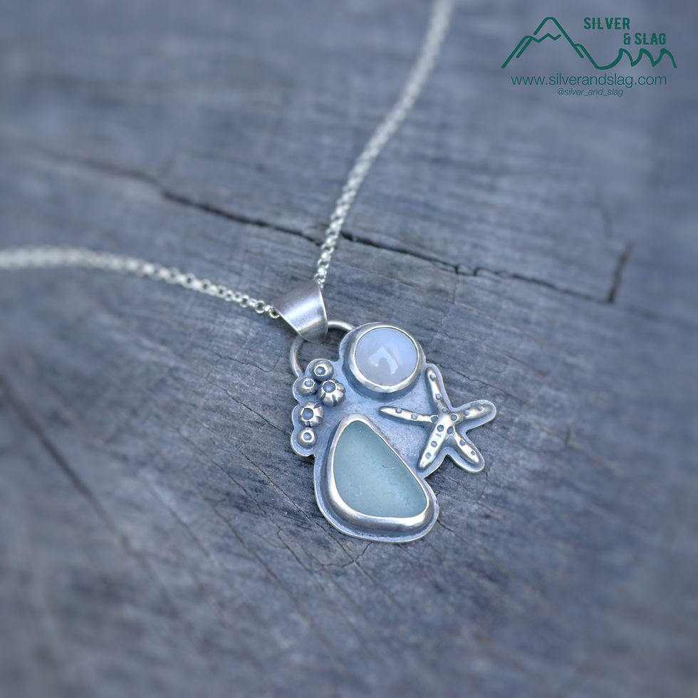 Thumbnail: Pacific Coast Inspired Necklace w Malibu Agate & Aqua Sea Glass