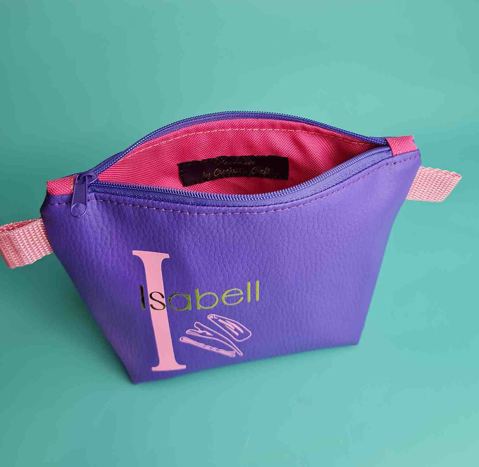 Miniaturbild: Lila Schminktasche für Kinder & Damen mit pinkem Innenfutter