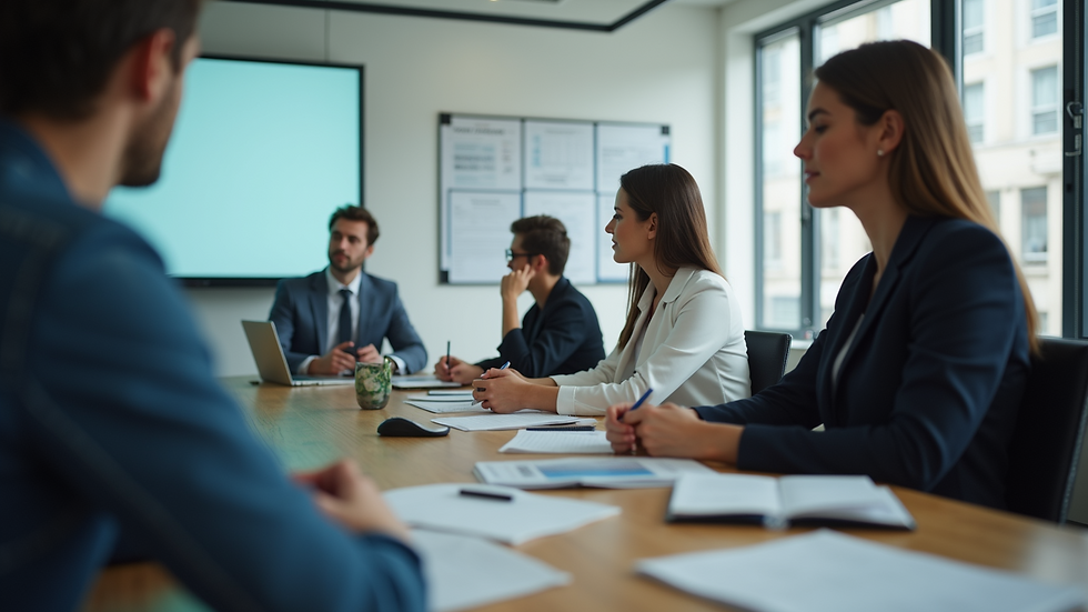 Eye-level view of a dedicated team in a virtual meeting
