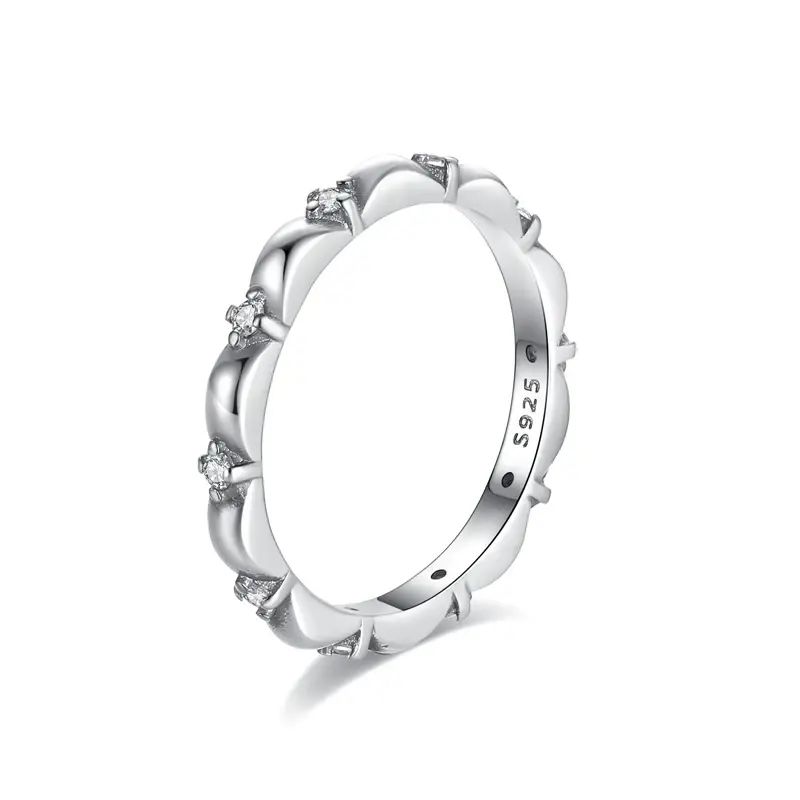 Thumbnail: Original 925 Sterling Silver Ring Love Heart Wishbone Moon Sun Rings Crystal